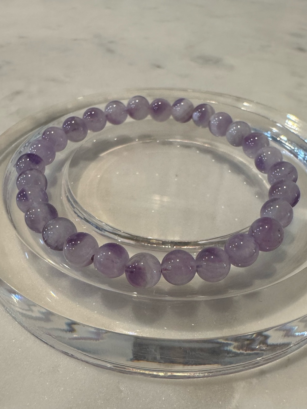 Natural Lavender Lepidolite Beaded Stretchy Bracelet